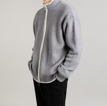 Herren Cardigan Locker Offenes Design Langarm – Woll-Mischung