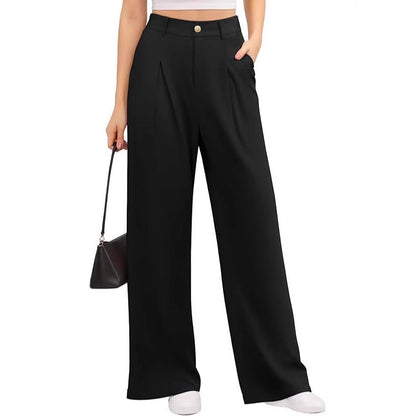 Women's stretch pants with high waist and wide leg
