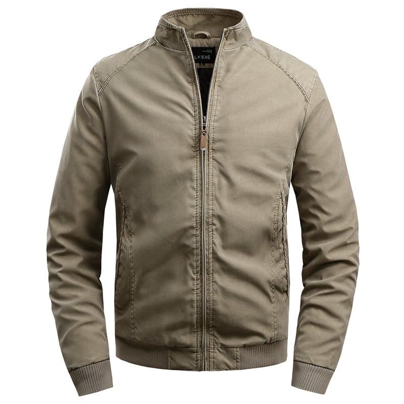 Men's winter coat with stand-up collar and zipper