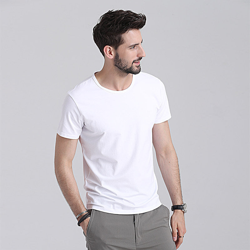 Herren Sommer Slim Fit Kurzarm Rundhals Schnelltrocknendes T-Shirt Unifarben Dünnes Oberteil