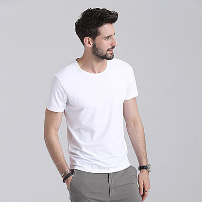 Herren Sommer Slim Fit Kurzarm Rundhals Schnelltrocknendes T-Shirt Unifarben Dünnes Oberteil