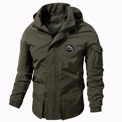 Kapuzenjacke Herren Oversize Langarm Outdoor Einfarbig – Baumwoll-Mischung