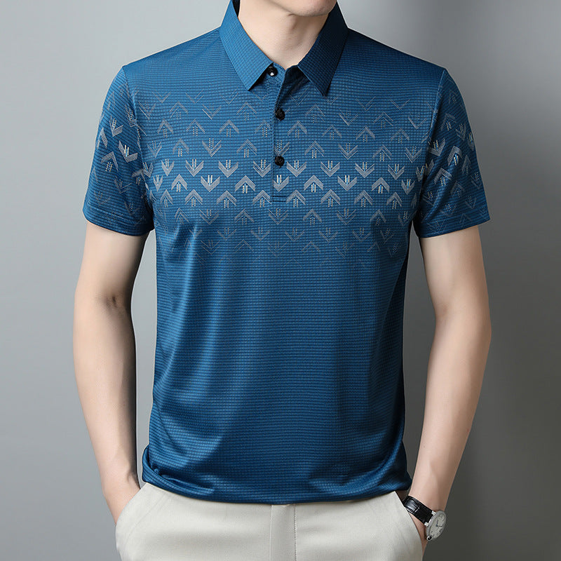 Herren Sommer Poloshirt Mit Print, Kurzen Ärmeln Und Reverskragen, Schnelltrocknend, Lockere Passform