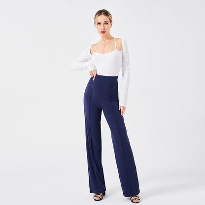 Damen Hochtaillen-Slim-Schlaghose in Unifarbe