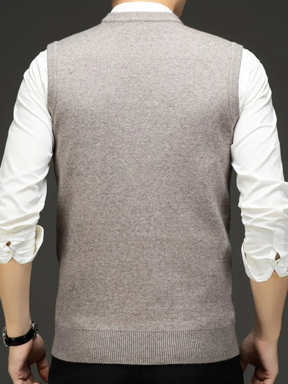 Herren Strick-Bodywarmer mit V-Ausschnitt, Slim Fit