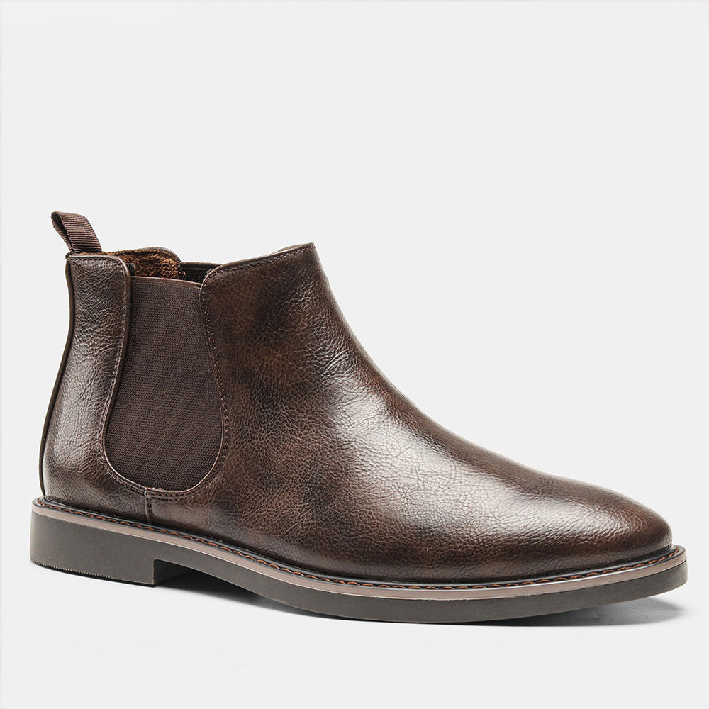 Men's Chelsea Boots PU Leather Look Round Toe Low Ankle