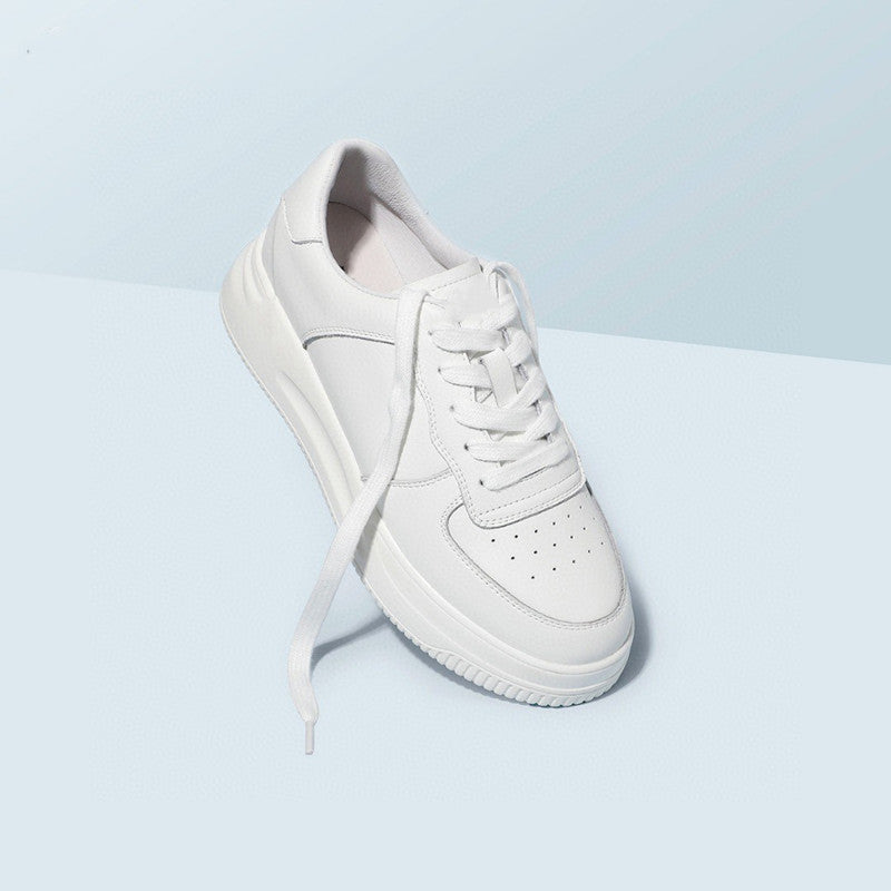 Damen Flache Schuhe mit niedrigem Absatz und runder Spitze – Leder Look