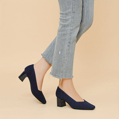 Women's Pumps Block Heel Stretch Fit Padded Sole