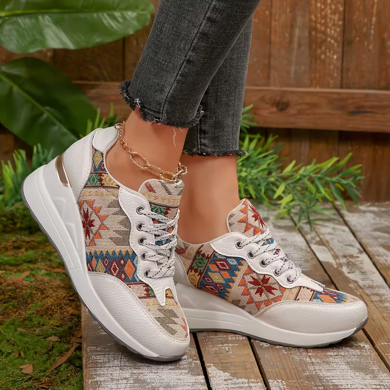 Women's lace-up shoes with wide toe box and orthopedic support