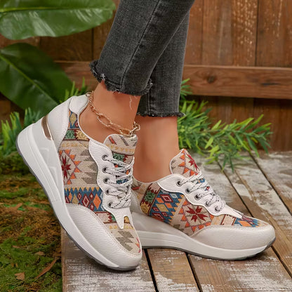 Women's lace-up shoes with wide toe box and orthopedic support