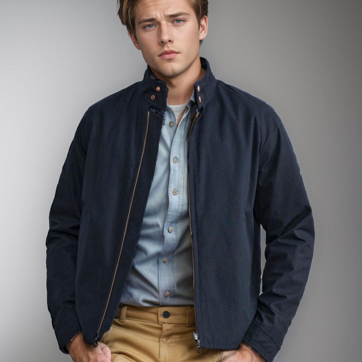 Men's Spring Jacket Mid-Length With Loose Fit And Long Sleeves