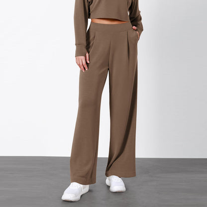 Damen-Hose mit hohem Bund und geradem Bein – Fließender Stil