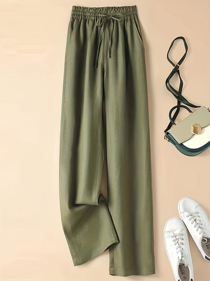 Damen High Waist Hose mit Kordelzug