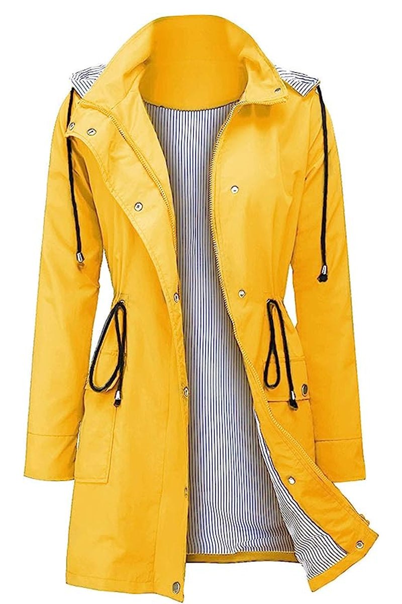 Women's Rain Jacket Spring Hooded Striped Water-Repellent