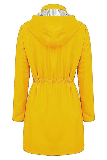 Women's Rain Jacket Spring Hooded Striped Water-Repellent