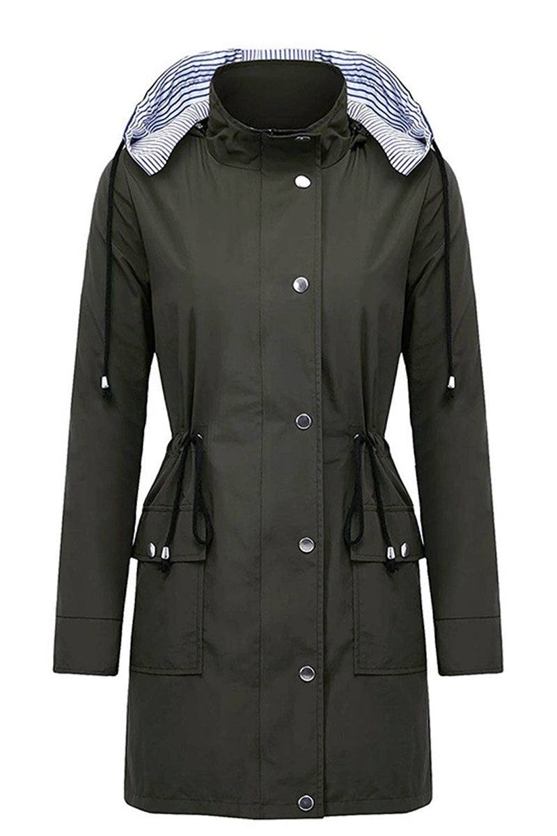 Women's Rain Jacket Spring Hooded Striped Water-Repellent