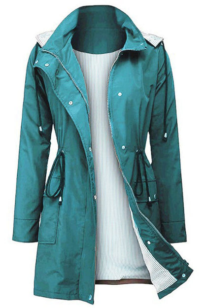 Women's Rain Jacket Spring Hooded Striped Water-Repellent