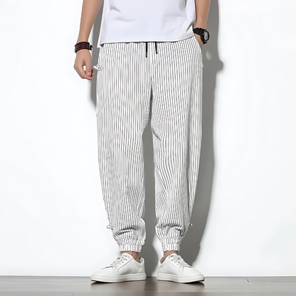 Herren Chinohose mit Geradem Bein – Kordelzug Lockerer Schnitt
