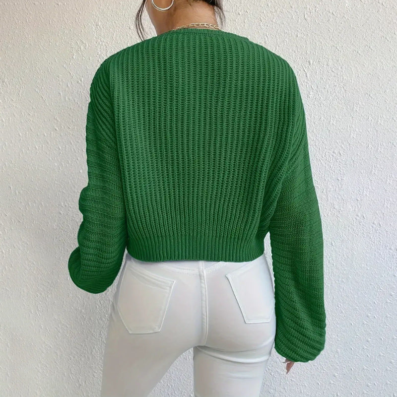 Kurz Geschnittener Pullover Mit V Ausschnitt