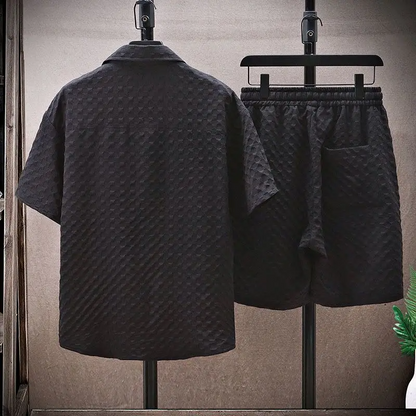 Herren Sommer Set mit Reißverschluss Poloshirt und Shorts