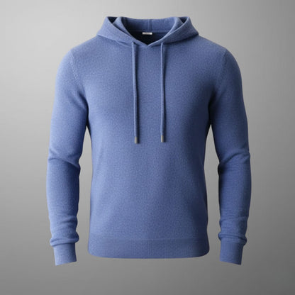 Herren Hoodie Leichtes Strickdesign Verstellbare Kapuze Gerippter Saum