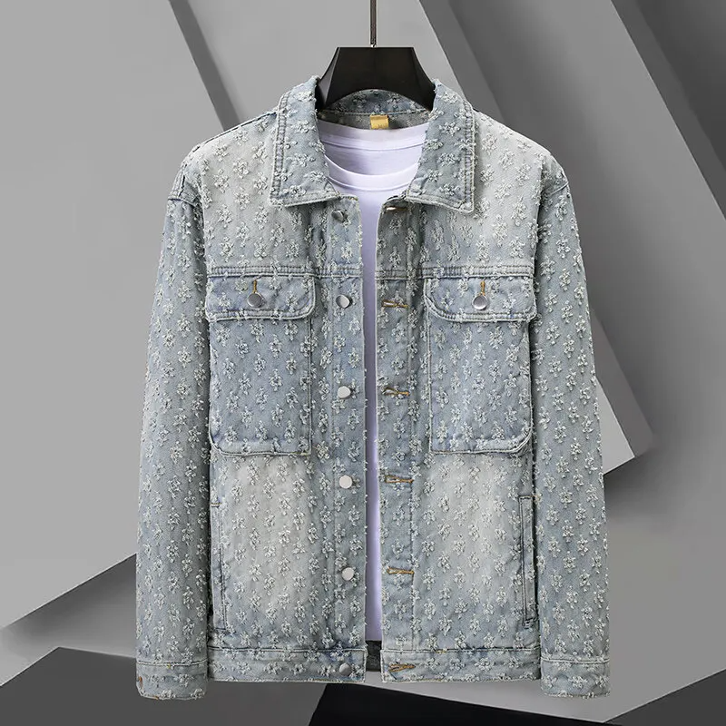 Men's jacket with jacquard pattern and tailored fit