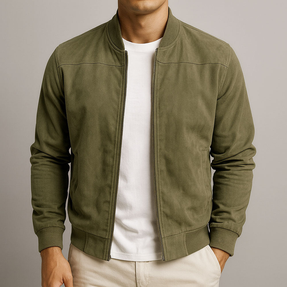 Men's Suede Jacket Slim Fit Minimalist Bomber