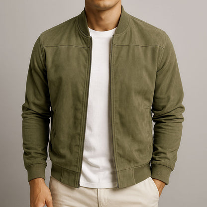 Men's Suede Jacket Slim Fit Minimalist Bomber