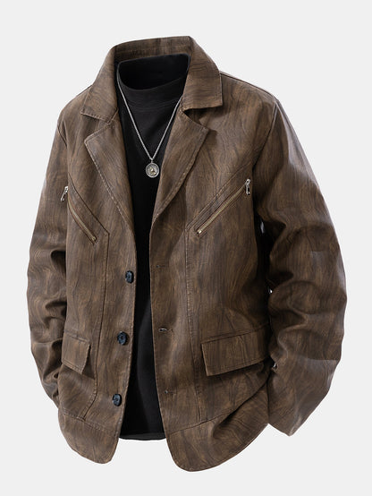 Herren Utility-Jacke mit strukturierter Oberfläche und mehreren Fronttaschen