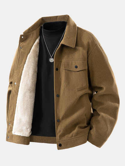 Men&#39;s autumn jacket with lining and snap button closure