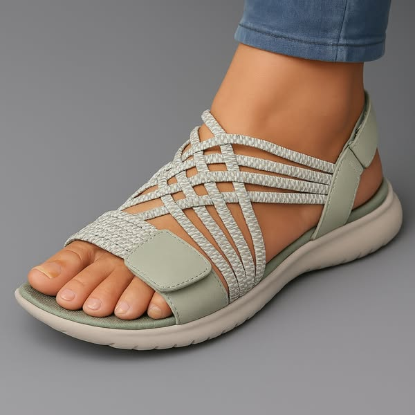 Damen-Sommersandalen Mit Verstellbarem Riemen, Runder Zehenpartie Und Rutschfester Sohle