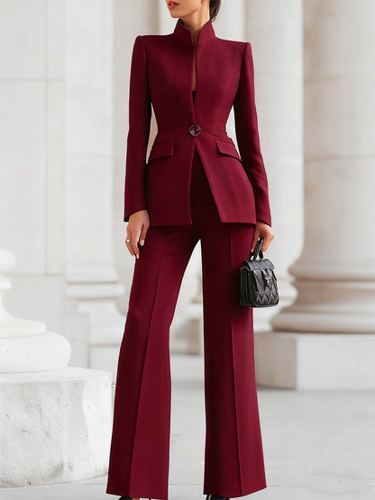 Women's Two-Piece Custom Tailored Blazer and Straight Pants