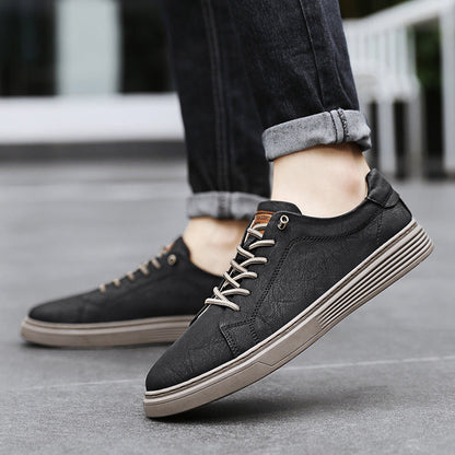 Men's Sneakers with Stitched Upper and Clear Silhouette