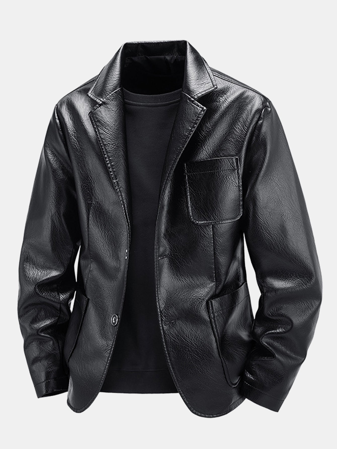 Men's blazer with lapel collar and button closure