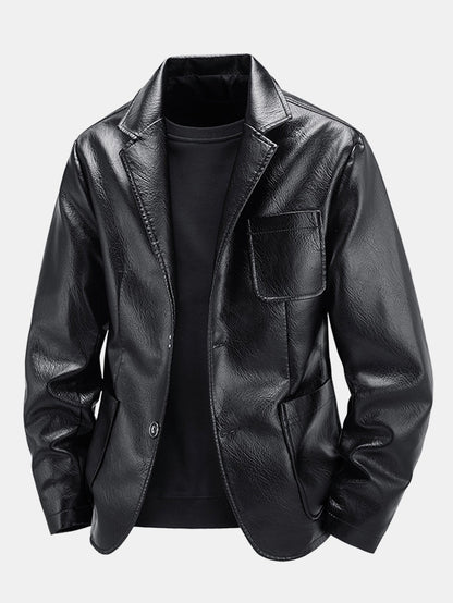 Men's blazer with lapel collar and button closure