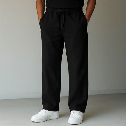 Herren Gerade Geschnittene Hose Mit Elastischem Bund Und Seitentaschen