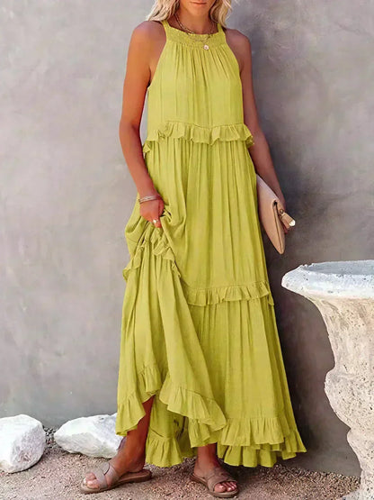 Damen Sommerkleid ohne Ärmel mit Rüschendetails
