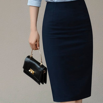 Women's mid-length over-the-knee slim velvet-lined skirt for autumn and winter