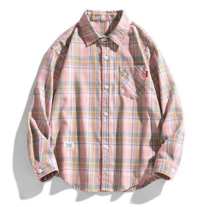 Men's Shirt Checked Long Sleeve Loose Fit Button-Down