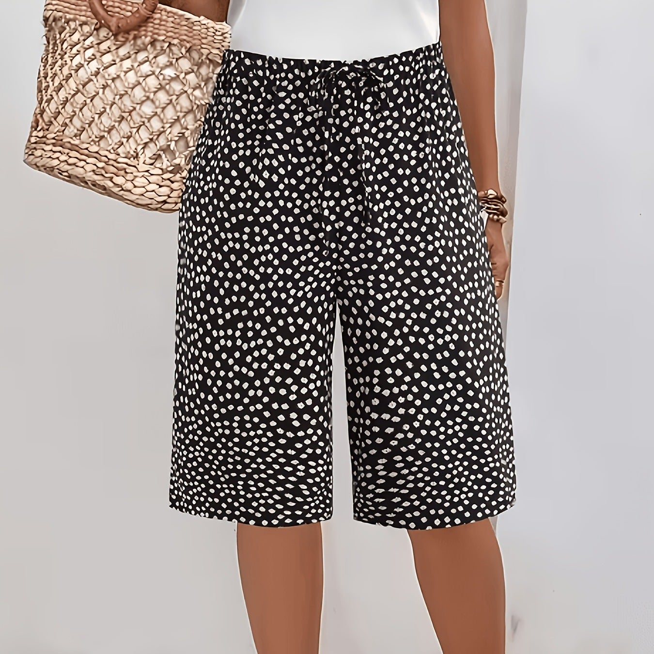 Herren Caprihose mit Print – Lockerer Schnitt Kordelzugbund