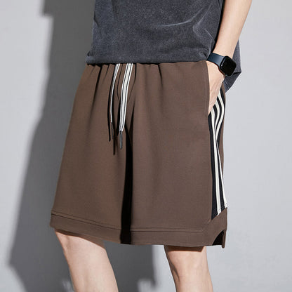 Herren Sommer Cropped Shorts, Gestreift, Lockere Passform, Mittelhoher Bund