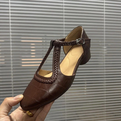 Damen-Sommer-Mary-Jane-Sandalen Mit Blockabsatz Und Runder Zehenpartie