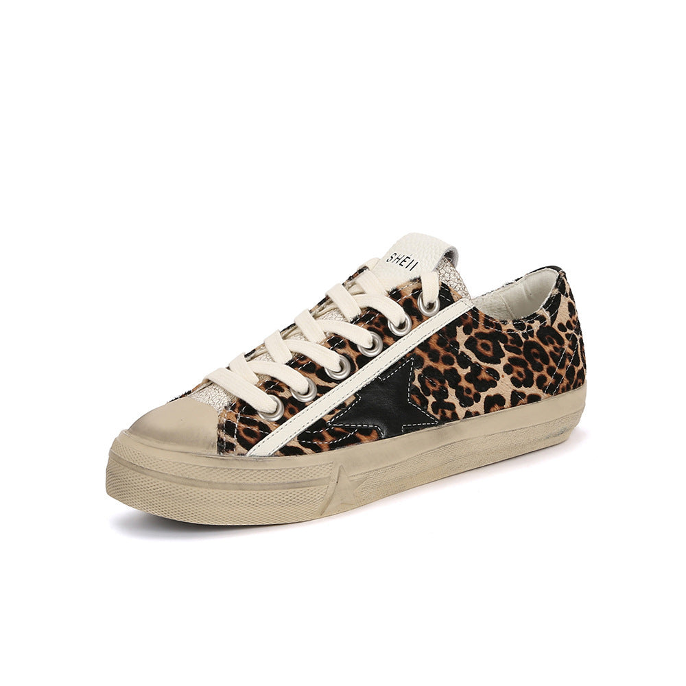 Women's sneakers in a used look with rounded toe – microfiber look