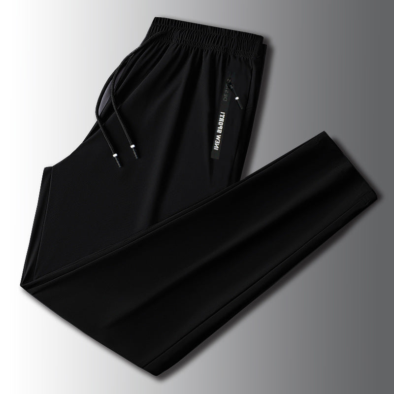 Men's Winter Fleece Lined Straight Pants, Thick Waistband, Solid Color