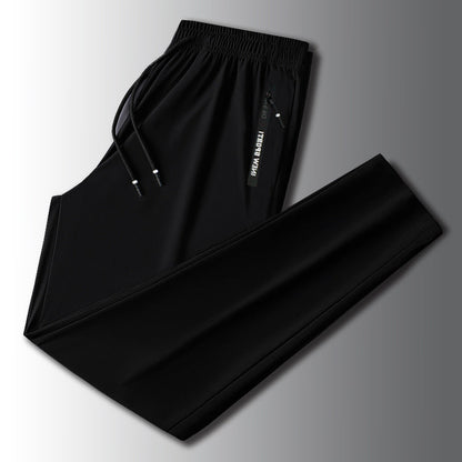 Men's Winter Fleece Lined Straight Pants, Thick Waistband, Solid Color