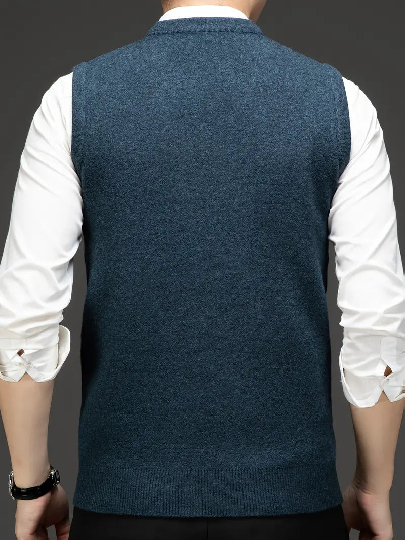 Herren Strick-Bodywarmer mit V-Ausschnitt, Slim Fit