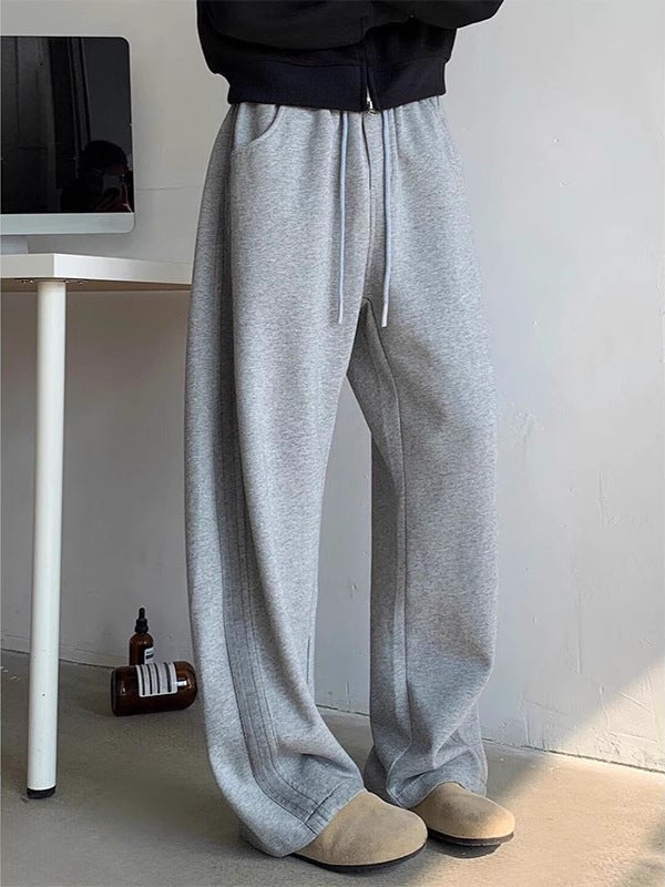 Herren-Hose Im Retro-Stil, Gerade Geschnitten, Mittelhoch Geschnitten, Einfarbig