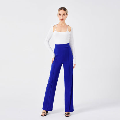 Damen Hochtaillen-Slim-Schlaghose in Unifarbe