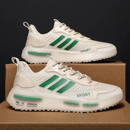 Men's lace-up sports sneakers with air-cushion sole and rounded toe
