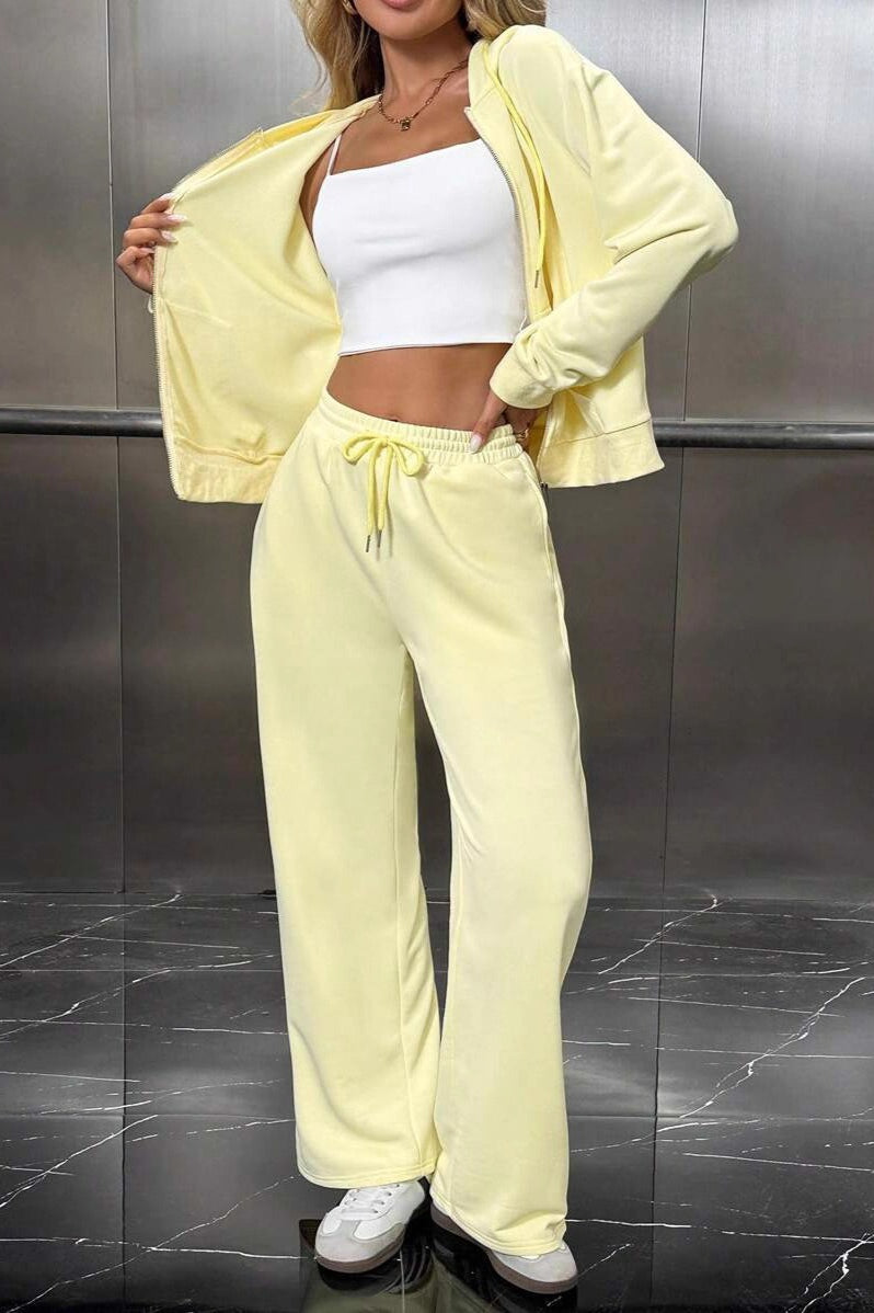 Weite Hosen des Fleece-Sets mit entspanntem Schnitt